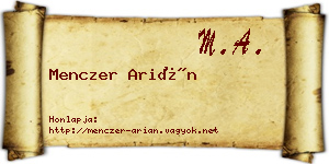 Menczer Arián névjegykártya